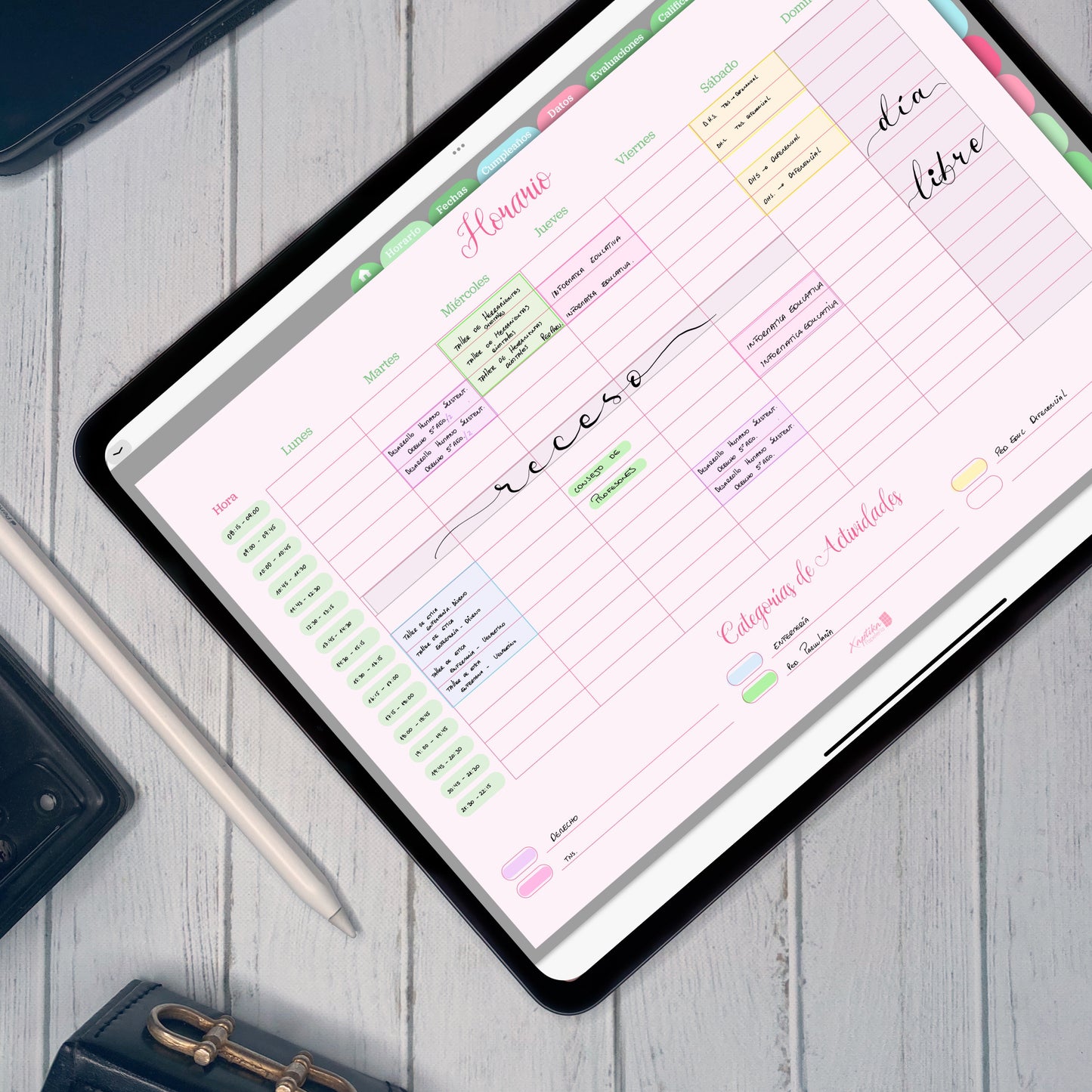 Planner Digital Anual | Docente | Rosa