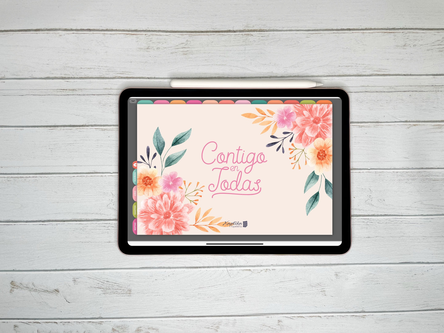 Planner Digital Anual | Semana vertical | Flores