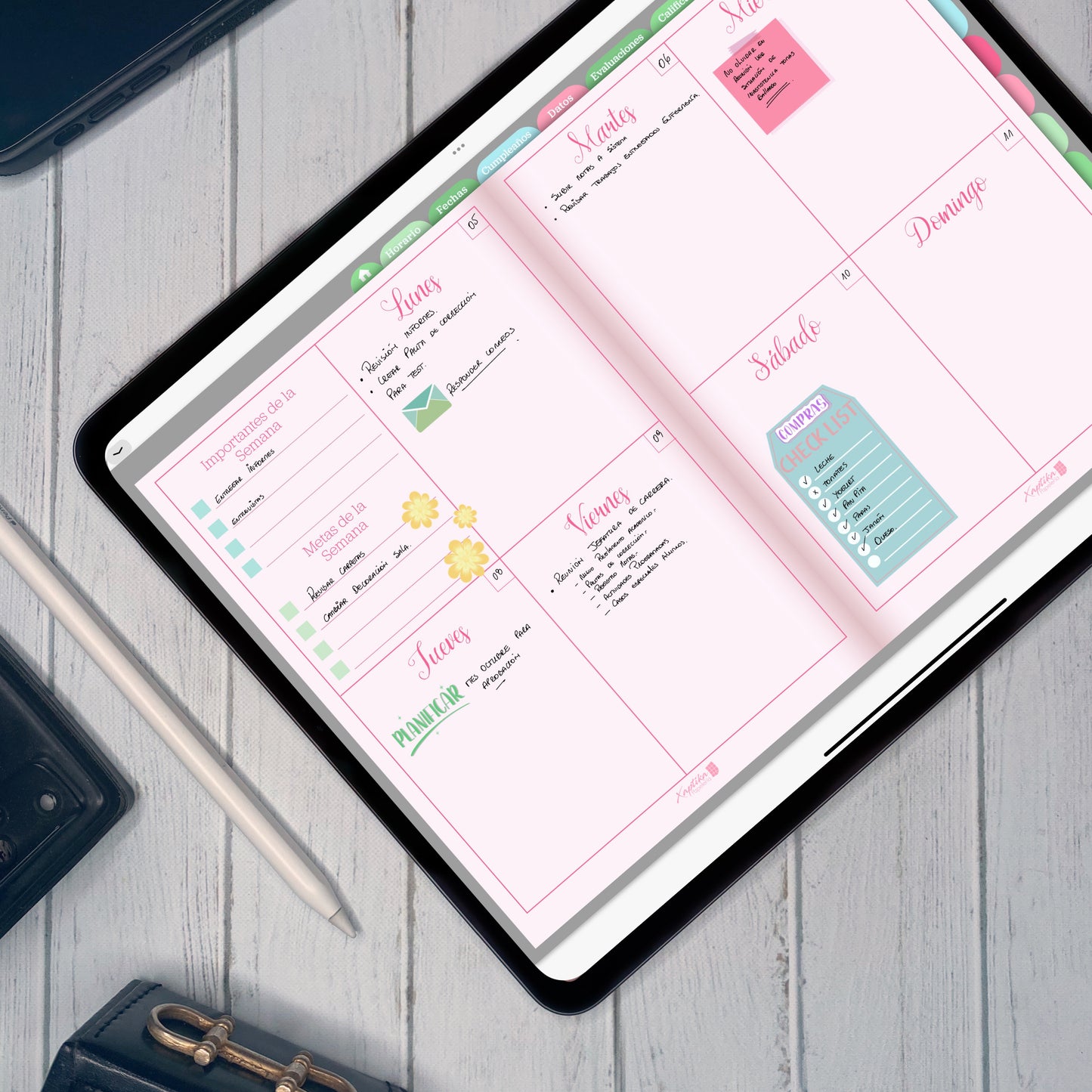 Planner Digital Anual | Docente | Rosa